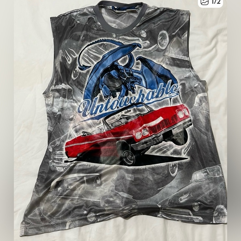 Graphic Men's Shirt - Black and Blue